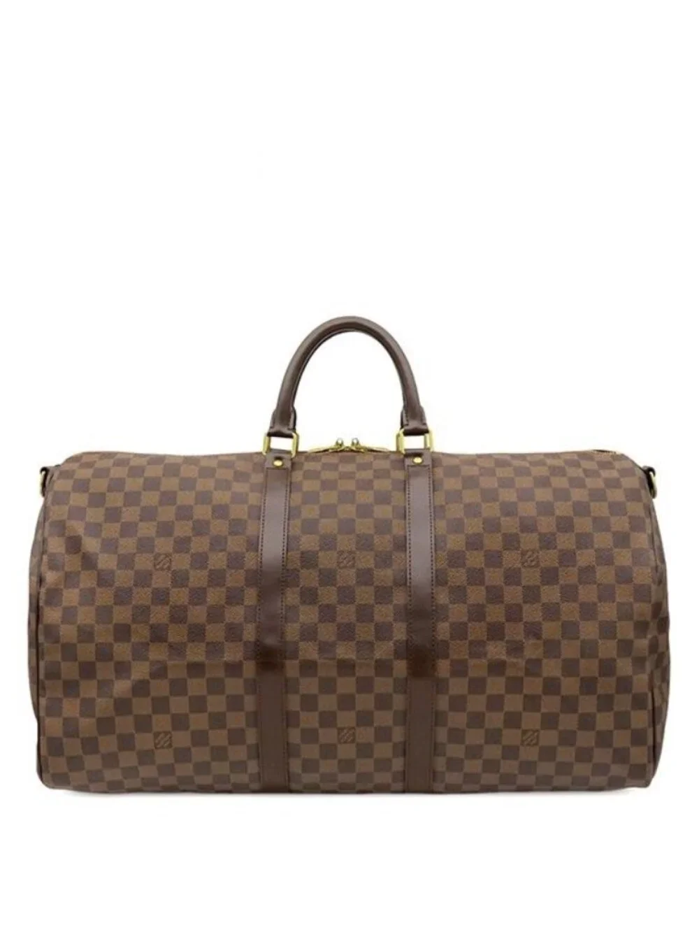 Louis Vuitton Boston Bag Keepall Bandouliere 55 Damier Canvas Ebene Gold Brown